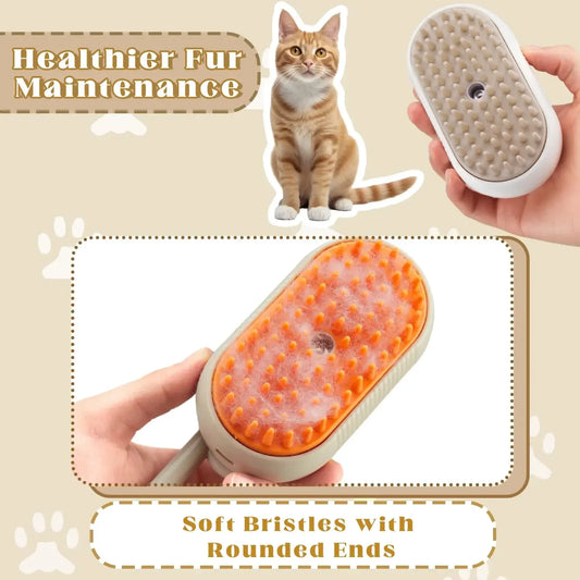 Purrfect Steam™ 3-in-1 Pet Grooming Brush – Hair Removal, Massage & Deep Clean