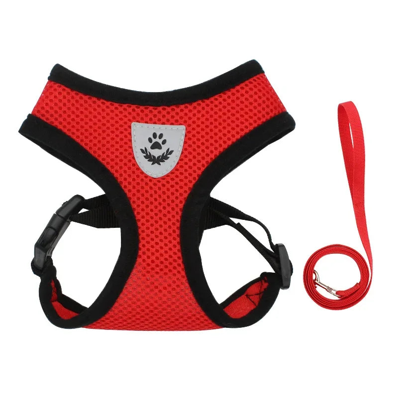 Reflective Mesh Harness & Leash – Soft Adjustable Vest for Cats & Small Dog