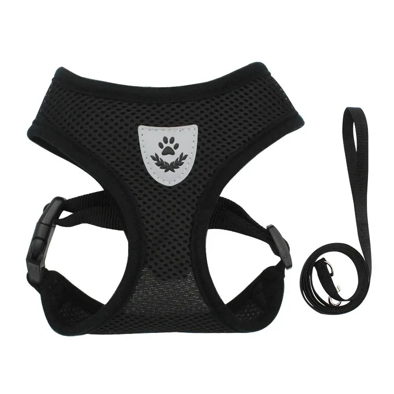 Reflective Mesh Harness & Leash – Soft Adjustable Vest for Cats & Small Dog