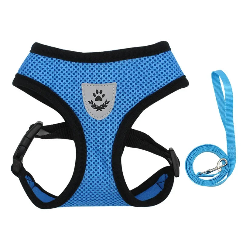 Reflective Mesh Harness & Leash – Soft Adjustable Vest for Cats & Small Dog