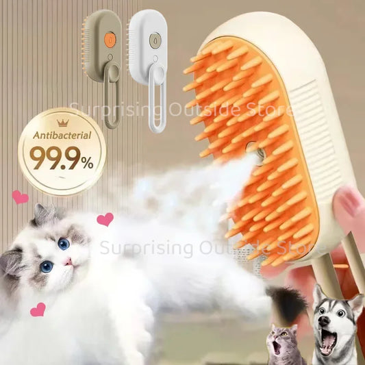 Purrfect Steam™ 3-in-1 Pet Grooming Brush – Hair Removal, Massage & Deep Clean