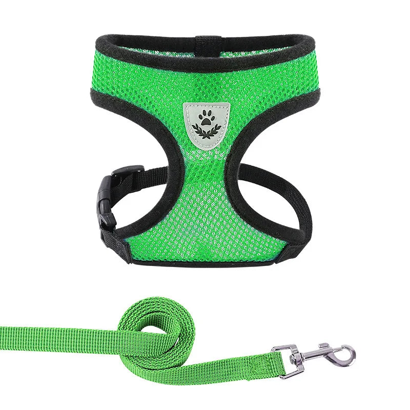 Reflective Mesh Harness & Leash – Soft Adjustable Vest for Cats & Small Dog